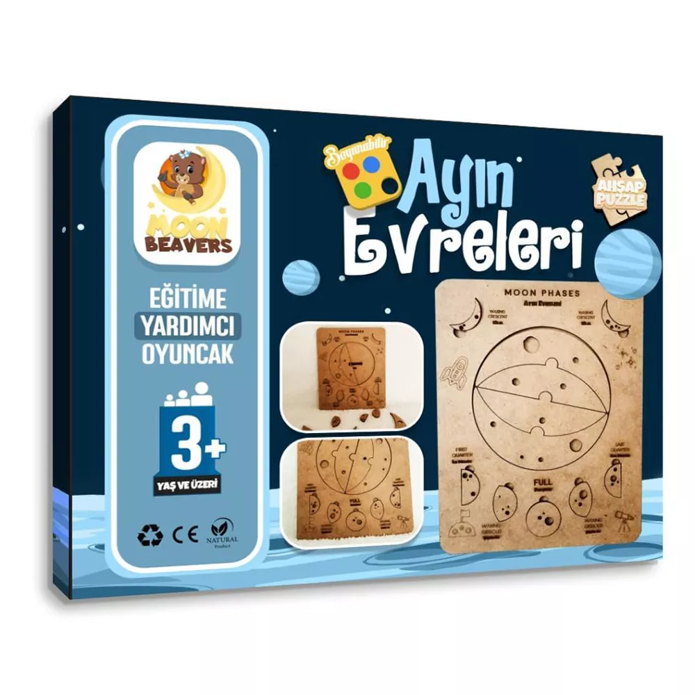 Ayın Evreleri Ahşap Puzzle (20x30 cm) - Thumbnail