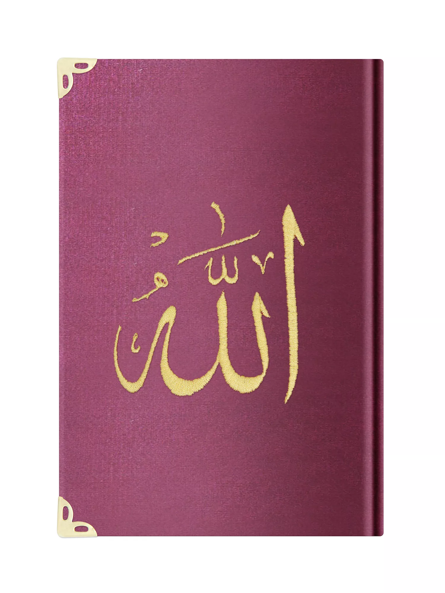 Big Pocket Size Velvet Bound Qur'an Al-Kareem (Damson Purple, Embroidered, Gilded) - Thumbnail