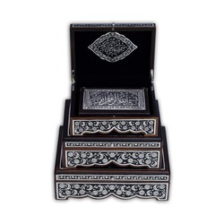 Black, Silver Colour Plated Quran With Chest (Hafiz Size) - Thumbnail