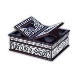 Black, Silver Colour Plated Quran With Chest with Embedded Holders (Bag Size) - Thumbnail