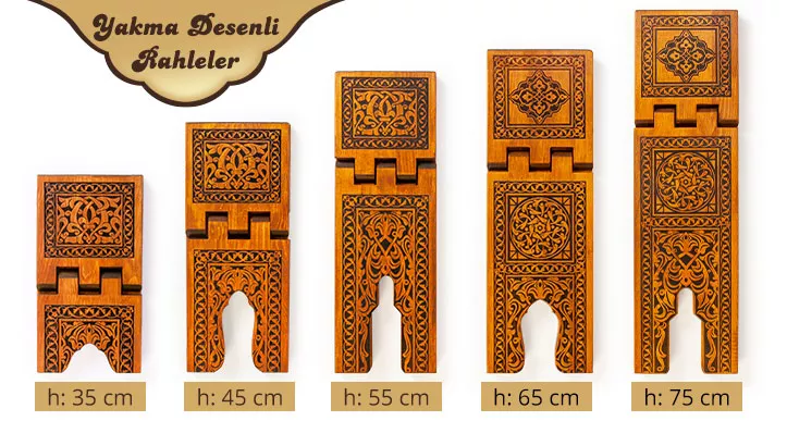 Burned Wooden Rehal Book rest Mini Size  35 cm - Thumbnail