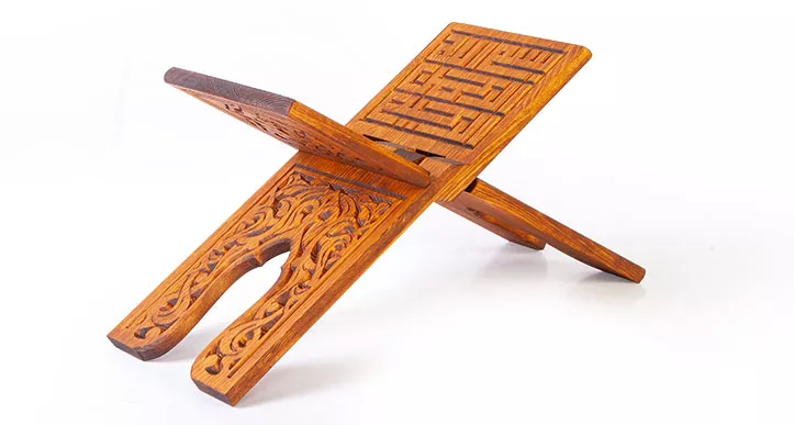 Carved Wooden Rehal Book rest Small Size  45 cm - Thumbnail