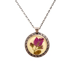 Flower Bougainvillea Handmade Authentic Resin Flower Necklace Jawshan (1776-1) - Thumbnail