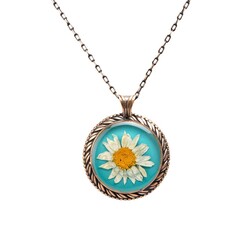 Flower Daisy Handmade Authentic Resin Flower Necklace Jawshan (1771-1) - Thumbnail