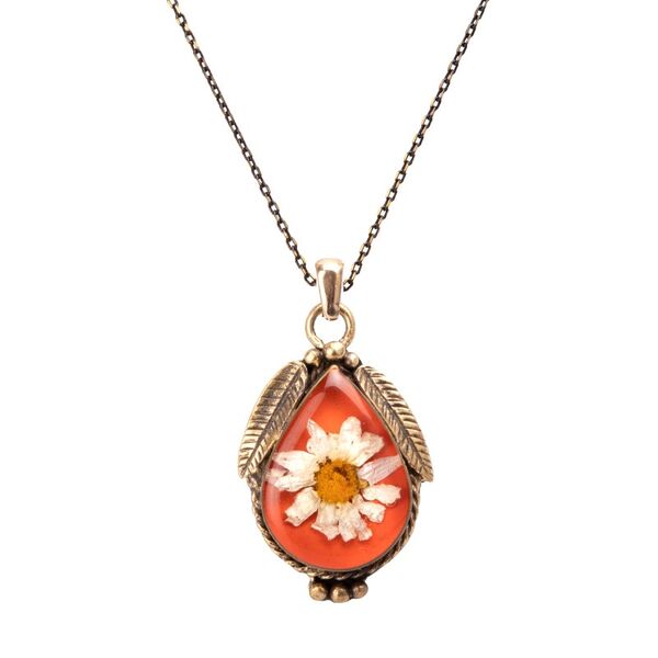 Flower Daisy Handmade Authentic Resin Flower Necklace Jawshan (1771-4)