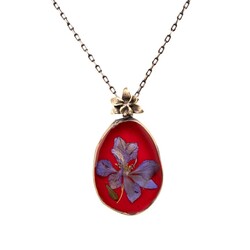 Flower Delphinium Handmade Authentic Resin Flower Necklace Jawshan (1775-1) - Thumbnail