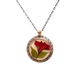 Flower Geranium Handmade Authentic Resin Flower Necklace Jawshan (1772-1) - Thumbnail