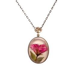 Flower Geranium Handmade Authentic Resin Flower Necklace Jawshan (1772-2) - Thumbnail