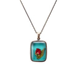 Flower Rose Handmade Authentic Resin Flower Necklace Jawshan (1769-4) - Thumbnail