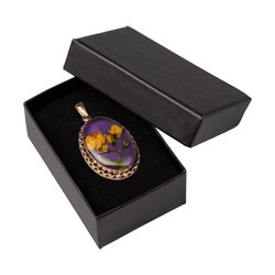 Flower Saffron Yellow Handmade Authentic Resin Flower Necklace Jawshan (1773-1) - Thumbnail