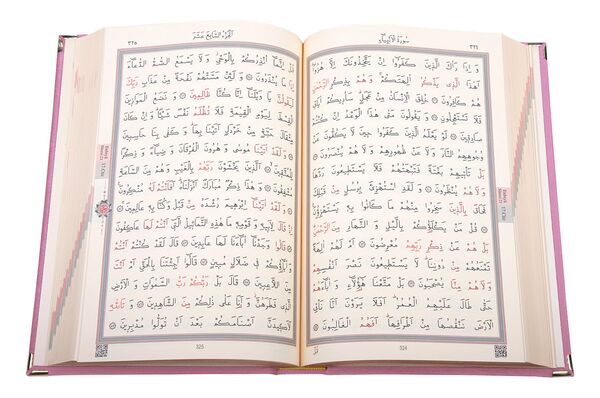 Hafiz Size Velvet Bound Qur'an Al-Kareem (Powder Pink, Embroidered, Gilded, Stamped)