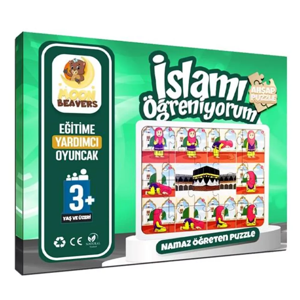 İslamı Öğreniyorum - Namaz Öğreten Yapboz - Ahşap Puzzle - Kız Çocuk (16x20 cm.) - Thumbnail