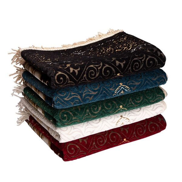 Maqamu Ibrahim Patterned Luxury Salah Mat - Black