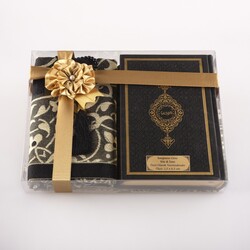 Prayer Mat + Salah Beads + Quran Gift Set (Bag Size, Black1) - Thumbnail