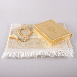 Prayer Mat + Salah Beads + Quran Gift Set (Hafiz Size, Gold1) - Thumbnail