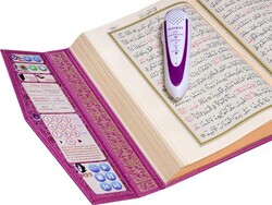 Qur'an Reading Pen Qur'an Set (Lilac, Bookrest Size, Luxury Cardboard Box) - Thumbnail