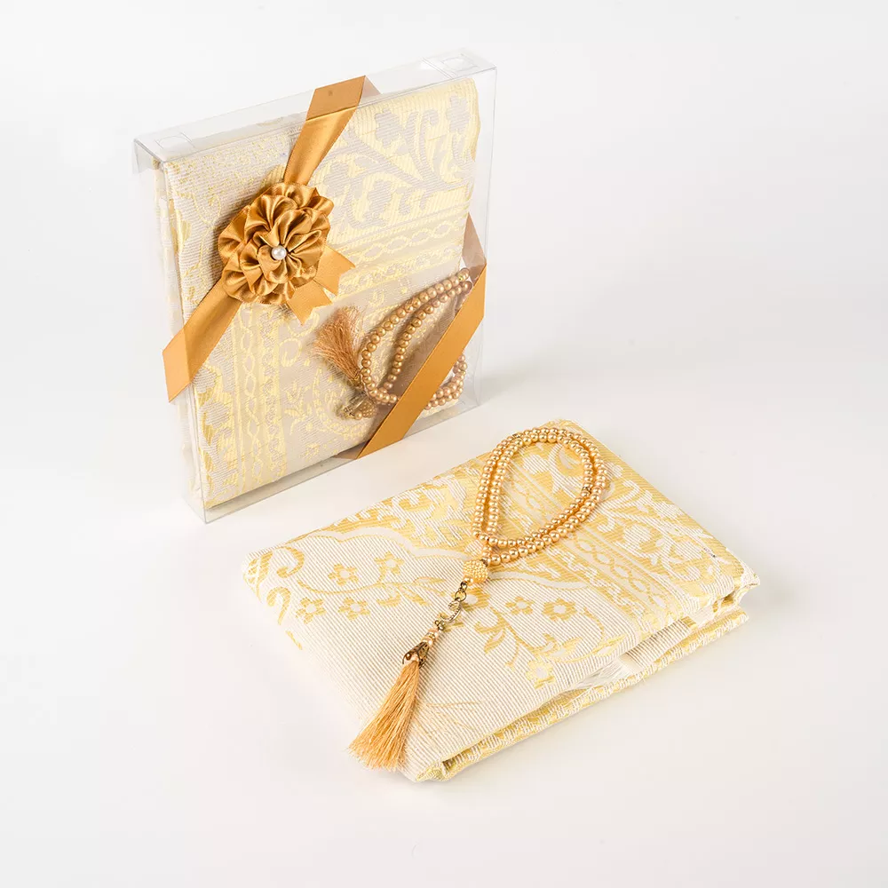 Salah Beads + Prayer Mat Set (Gold) - Thumbnail