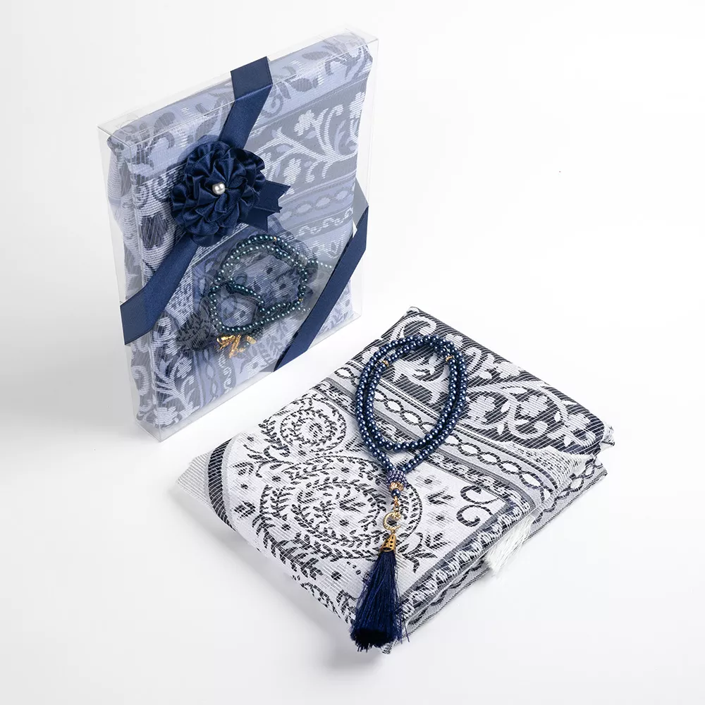 Salah Beads + Prayer Mat Set (Navy Blue) - Thumbnail