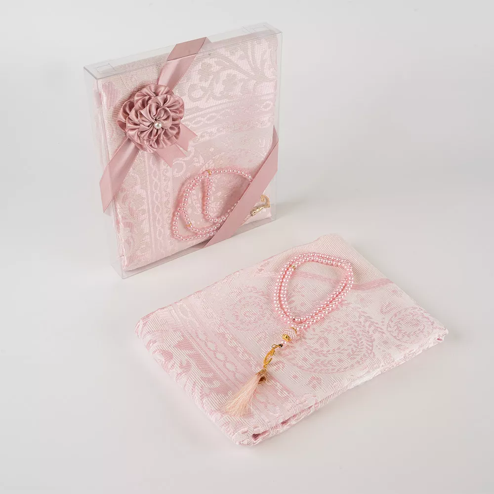 Salah Beads + Prayer Mat Set (Powder Pink) - Thumbnail