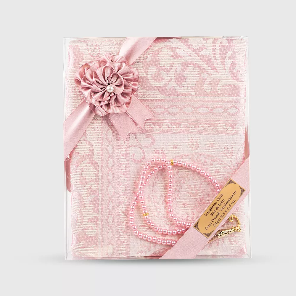 Salah Beads + Prayer Mat Set (Powder Pink) - Thumbnail