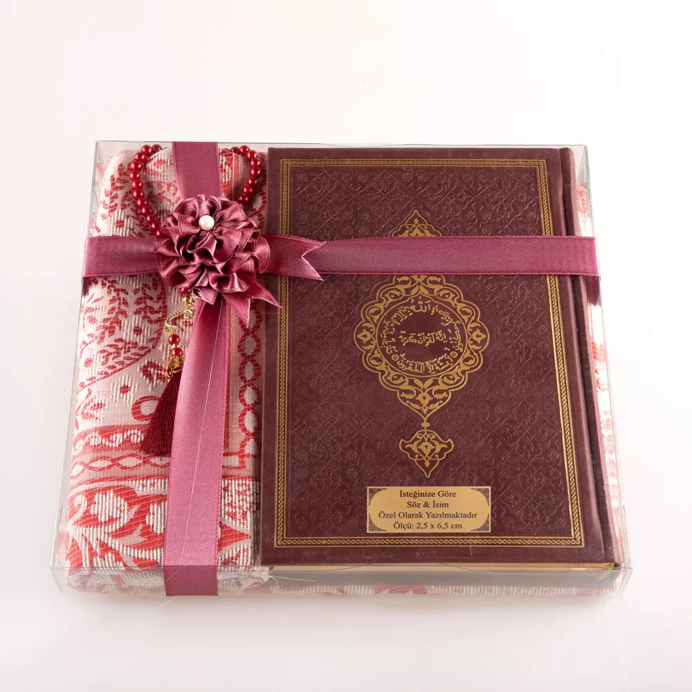 Shawl + Prayer Mat + Salah Beads + Quran Gift Set (Hafiz Size, Green) - Thumbnail