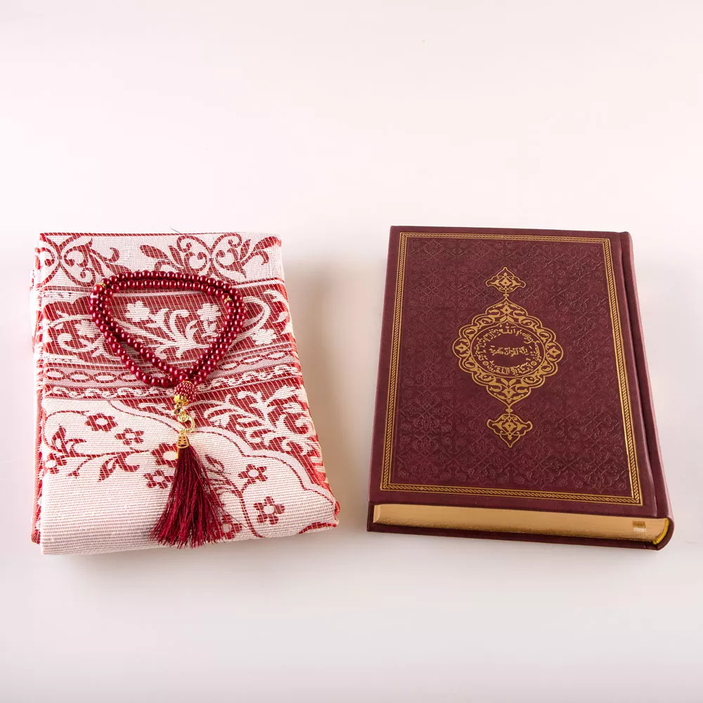 Shawl + Prayer Mat + Salah Beads + Quran Gift Set (Hafiz Size, Green) - Thumbnail