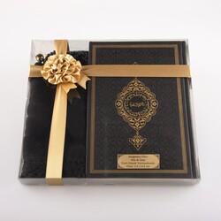 Shawl + Salah Beads + Quran Gift Set (Hafiz Size, Black) - Thumbnail