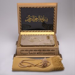 Shawl + Salah Beads + Quran Gift Set (Hafiz Size, Velvet, Mink) - Thumbnail