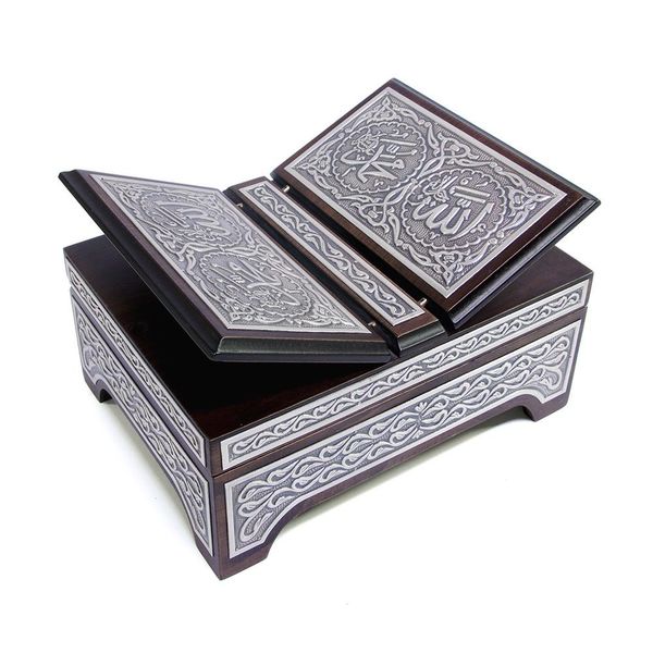 Silver Plated Qur'an With Silver Chest and Holder (Bag Size)